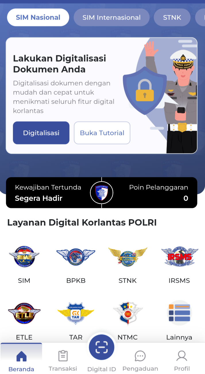 Tangkapan layar aplikasi Digital Korlantas Polri